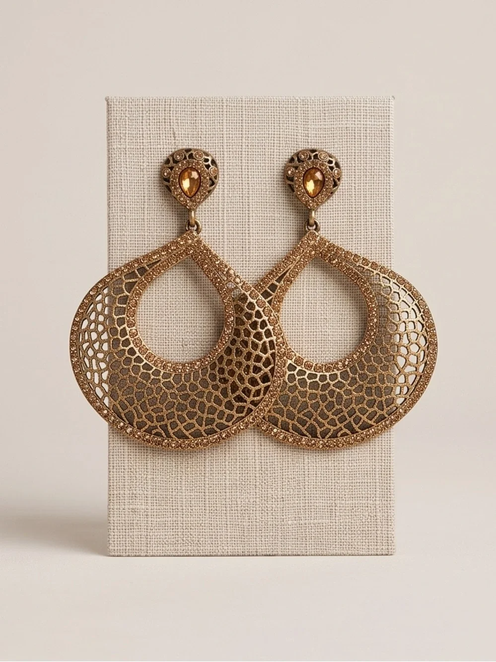 Bronze and Amber Crystal earrings
